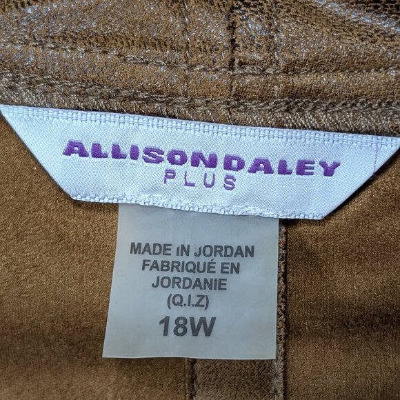 Allison Daley Faux Leather Open Front Jacket Brown Size 18W - Picture 6 of 11
